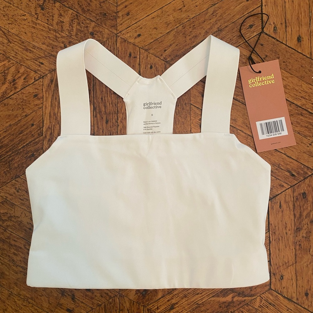 Girlfriend Collective Charlie straight neck bra size S in Ivory